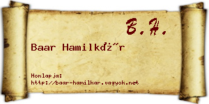 Baar Hamilkár névjegykártya